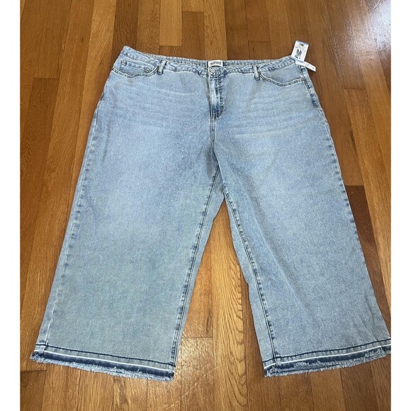 Edited by Remi Bader Jeans Womens 28W Light Wash Wide Leg Crop Raw Hem ERW1008C - Picture 2 of 11